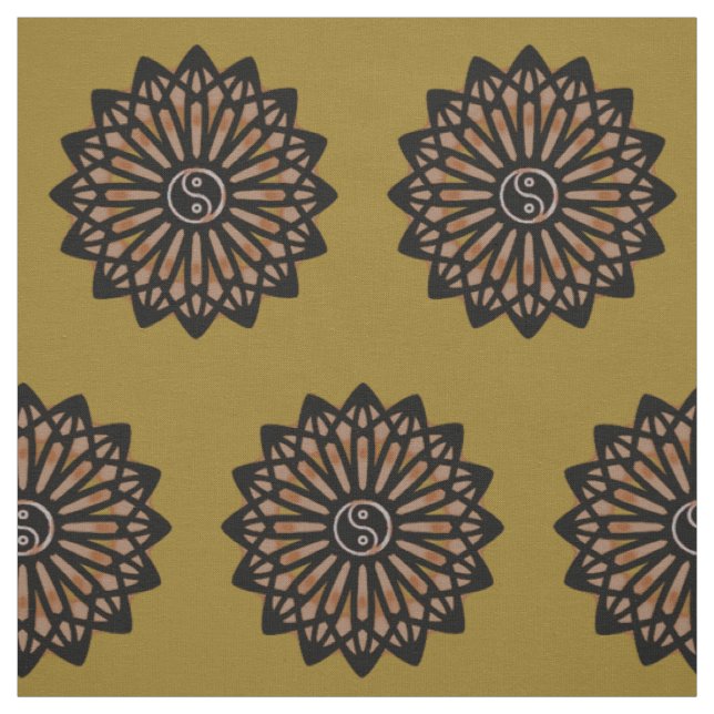 Tissu de Yin Yang - brun de café (Échantillon)