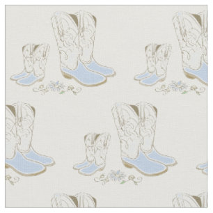 Tissu Décoration Bébé Bleu Doux Boots Vintage Cowboy