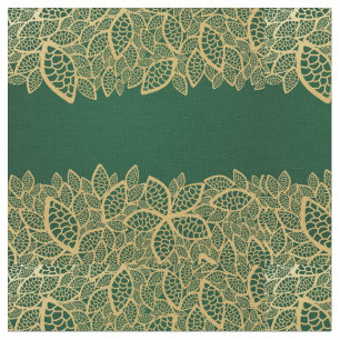 Tissu Dentelle d'or de feuille sur l'arrière - plan vert