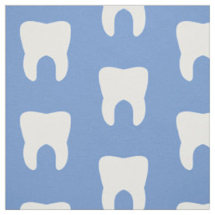 Tissu Dents blanches sur un arrière - plan bleu