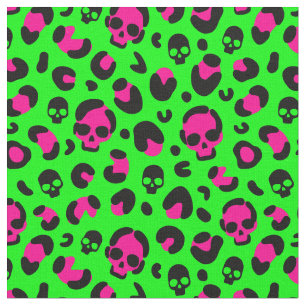 Tissu déplaisant halloween léopard crâne rose vert punk