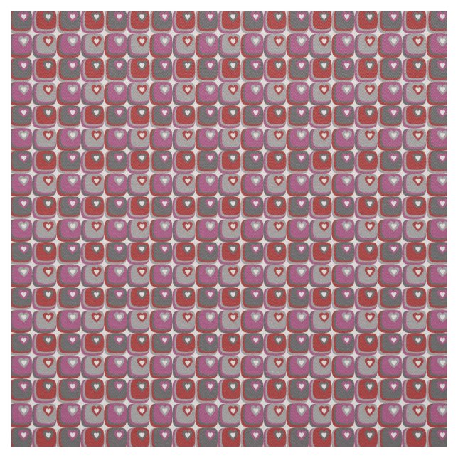Tissu des coeurs rétro (Échantillon)