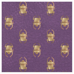 Tissu Des scarabées égyptiens d'or métallique sur le 