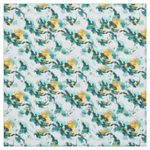 Tissu Design Abstrait moderne Turquoise et Jaune peint