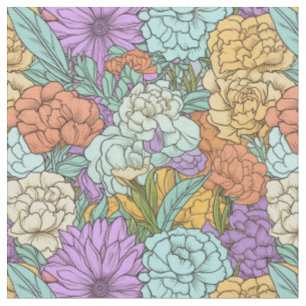 Tissu Design vintage Boho Floral Motif Pastel Sans Seaml