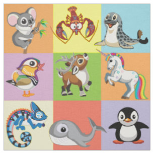 Tissu dessin animé animaux sauvages pour petits enfants