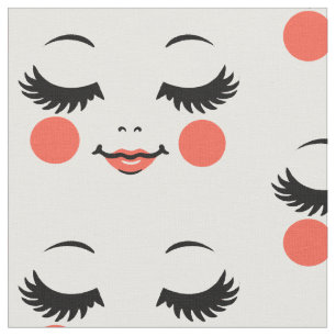 Tissu dessin animé mignon poupée visage illustrations