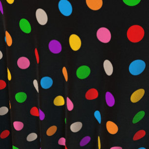 Tissu Dessin de points noirs colorés arc-en-ciel