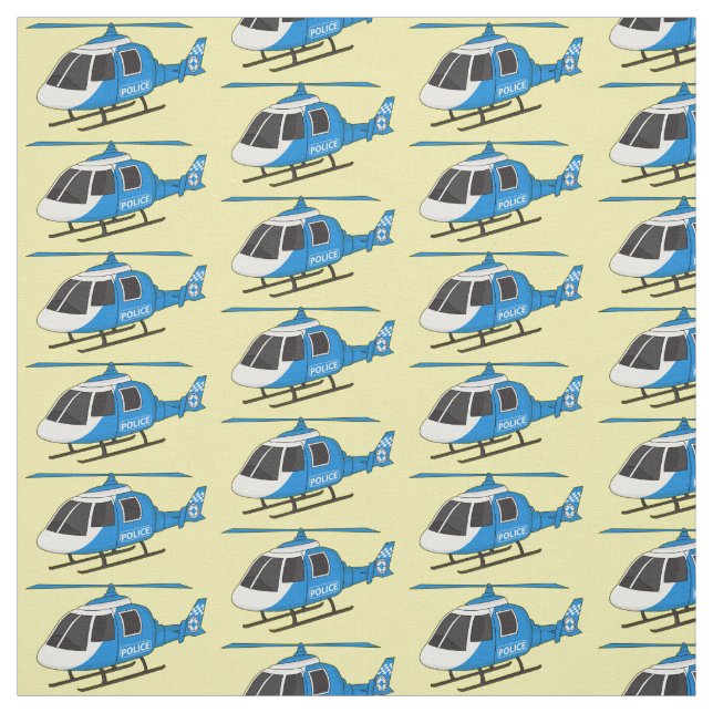 Tissu Dessin d'hélicoptère du service de police mignon (Échantillon)