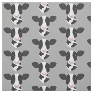 Tissu Dessin sur la vache blanche noire grise