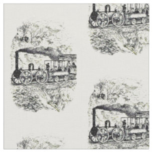 Tissu Dessin vintage de la ligne de train du moteur à va