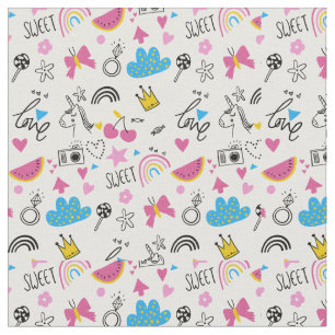 Tissu Dessins de Doodle mignon