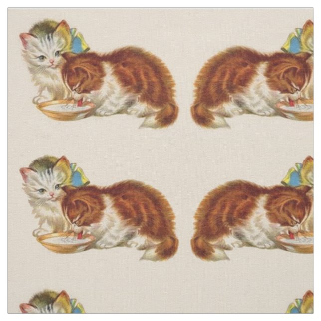 Tissu deux adorables chatons imprimés (Échantillon)