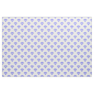 Tissu Diamant - Bleu sur blanc