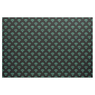 Tissu Diamant - Turquoise sur Noir