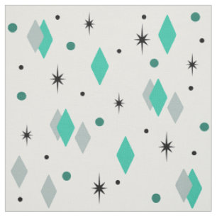 Tissu Diamants de l'âge spatial Turquoise Blanc