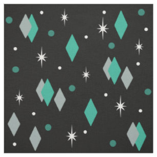 Tissu Diamants de l'âge spatial Turquoise Noir