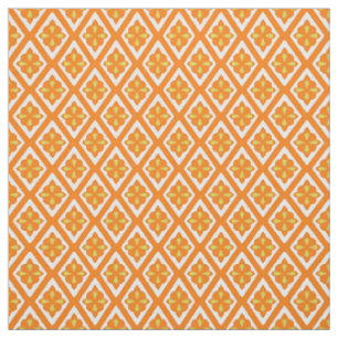 Tissu Diamants médiévaux - mandarin orange et blanc