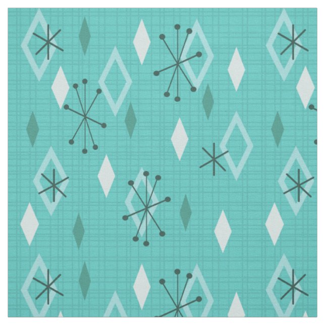 Tissu Diamants modernes du milieu du siècle Aquamarine (Échantillon)