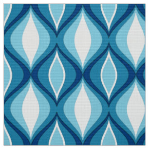 Tissu Diamants Modernes Du Milieu Du Siècle, Blues Denim