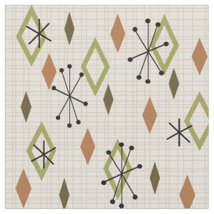 Tissu Diamants modernes du milieu du siècle Nature Tons 
