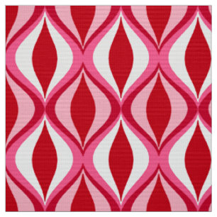 Tissu Diamants modernes du milieu du siècle, rouge, ros