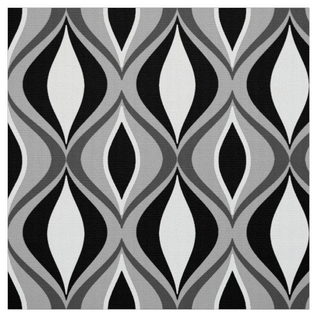 Tissu Diamants modernes, noir, blanc et gris de la (Échantillon)