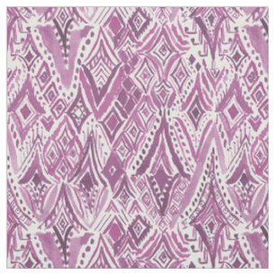 Tissu DIAMANTS SPIRITUELS Ikat tribal pourpre de FRIGGIN