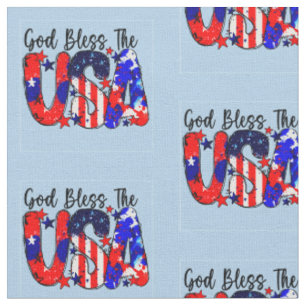 Tissu Dieu bénisse les États-Unis en bleu