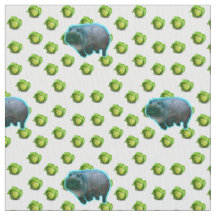 TISSU D'IMPRESSION DE COTON - HIPPOPOTAME AFFAMÉ
