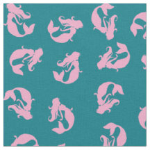 Tissu d'impression de sirène rose et turquoise Tur