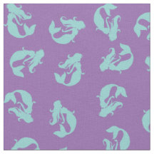 Tissu d'impression Mermaid Turquoise Aqua et viole