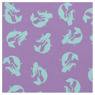 Tissu d'impression Mermaid Turquoise Aqua et viole
