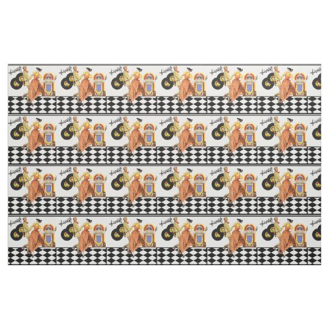 Tissu Diner's Juke Box Records Couple Dancing (Fat Quarter)