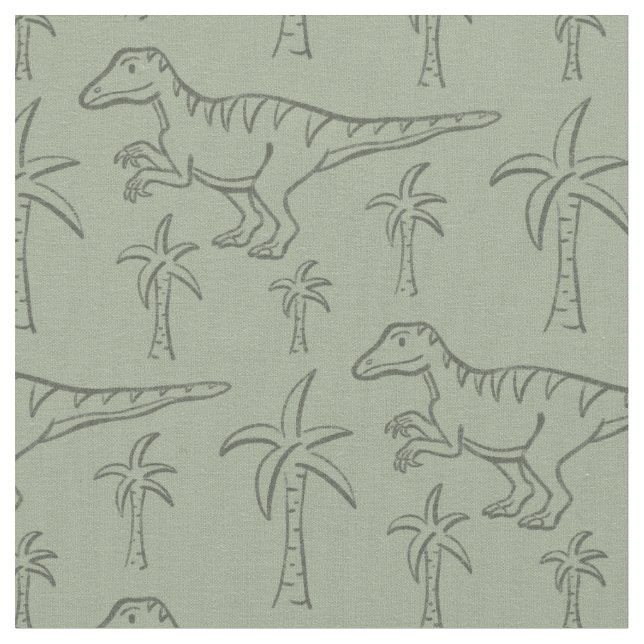 Tissu Dinosaur Pattern Modern Boy Dino Jungle Sage Green (Fermer)