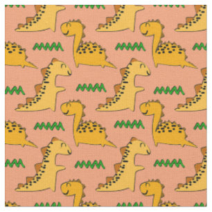 Tissu Dinosaures Brown avec de l'herbe verte