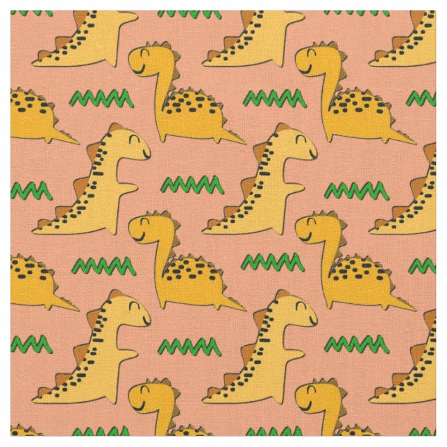 Tissu Dinosaures Brown avec de l'herbe verte (Fermer)