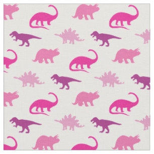 Tissu Dinosaures Mures Silhouettes Filles Roses Enfants