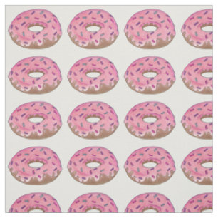 Tissu Dinuts Pink Frosting Doughnut Sprinkings Junk Food