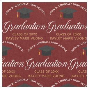 Tissu Diplômé sur mesure Marron Or Graduation 2026