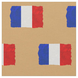Tissu Distances Drapeau français sur beige