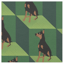 Tissu Doberman Pinscher sur les cubes verts