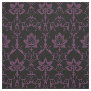 Tissu Doll Scale Renaissance Damask, Black and Eggplant