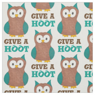 Tissu Donnez-lui un joli dessin animé Brown Owl Motif Bi