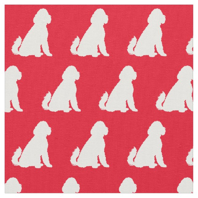 Tissu Doodle d'or Chien Silhouette Animal rouge Aussie (Fermer)