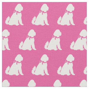 Tissu Doodle doré Chien Silhouette Animal rose Aussie