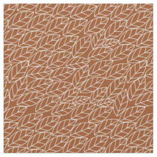 Tissu Doodle Feuille rouille et gris clair (presque blan