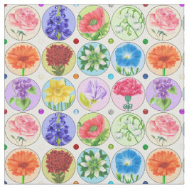 Tissu Dotty Birth Flower and Gem Fabric