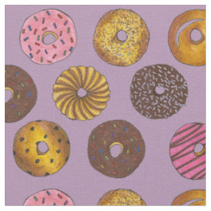 Tissu Doughnut Donuts Purple Breakfast Junk Food Pâtisse
