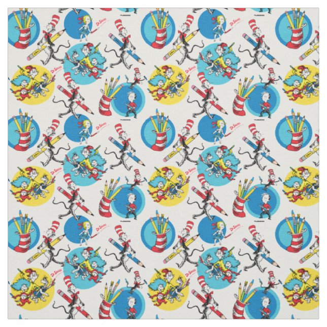 Tissu Dr. Seuss | Personnages au crayon motif (Échantillon)
